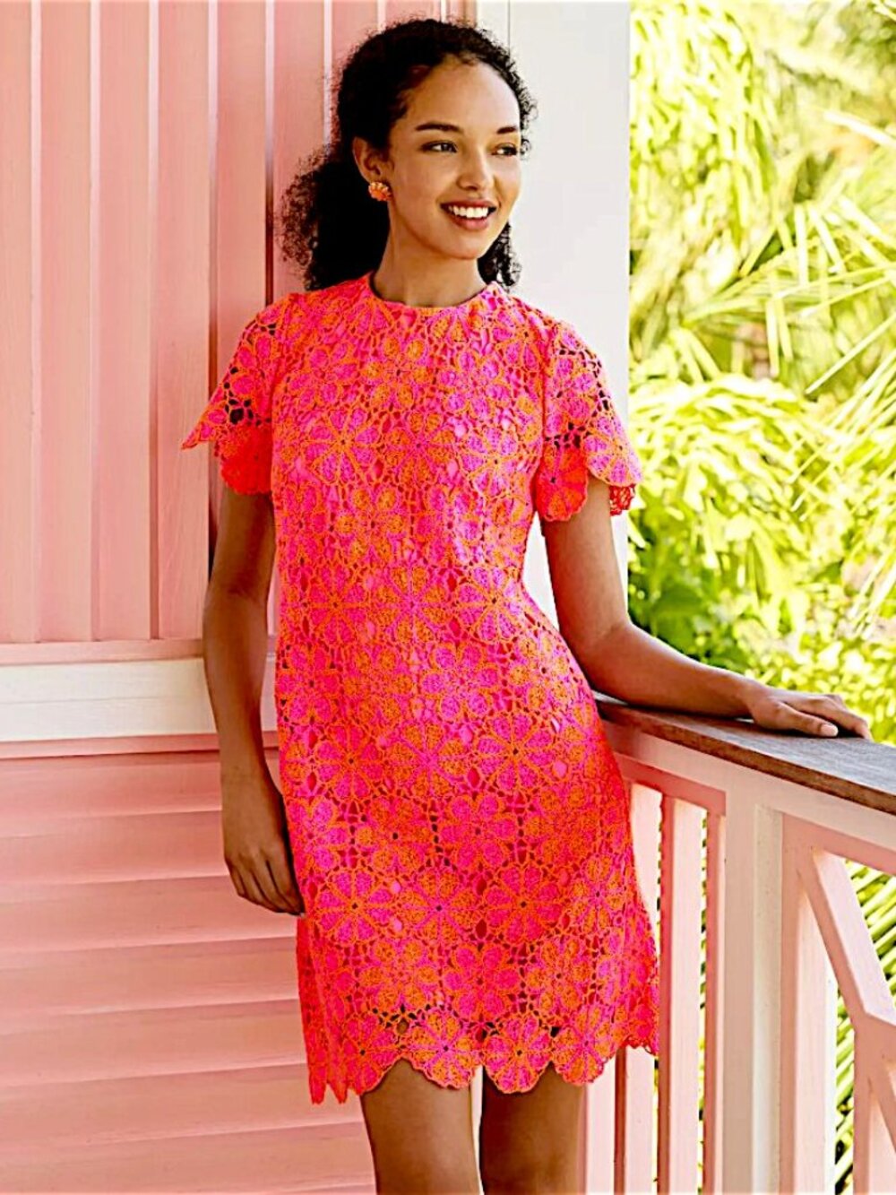 Lilly Pulitzer Cortney Crochet Shift Dress in Cherry Blossom Pink NWT - Size XS